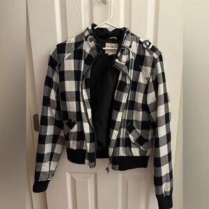 Forever 21 Black and White Plaid Motto Jacket